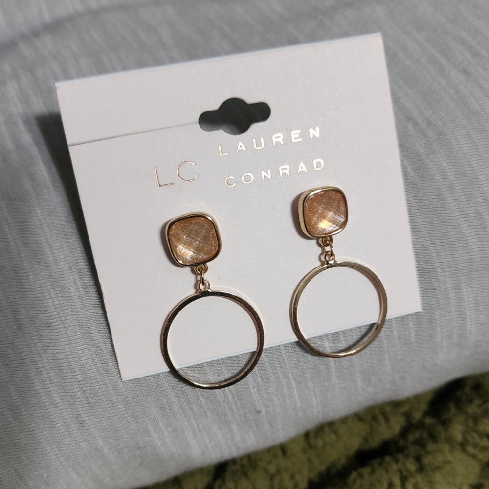 LC Lauren Conrad glitter hoop drop earrings